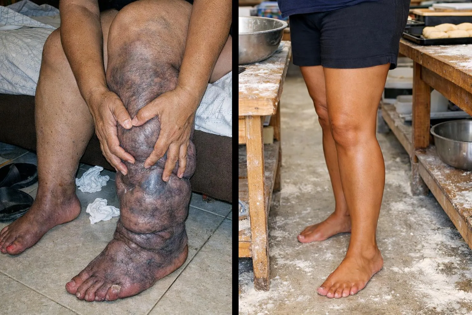 El pie de la izquierda parecía solo piel reseca; 8 meses después ya estaban listos para CORTAR por encima de la rodilla.